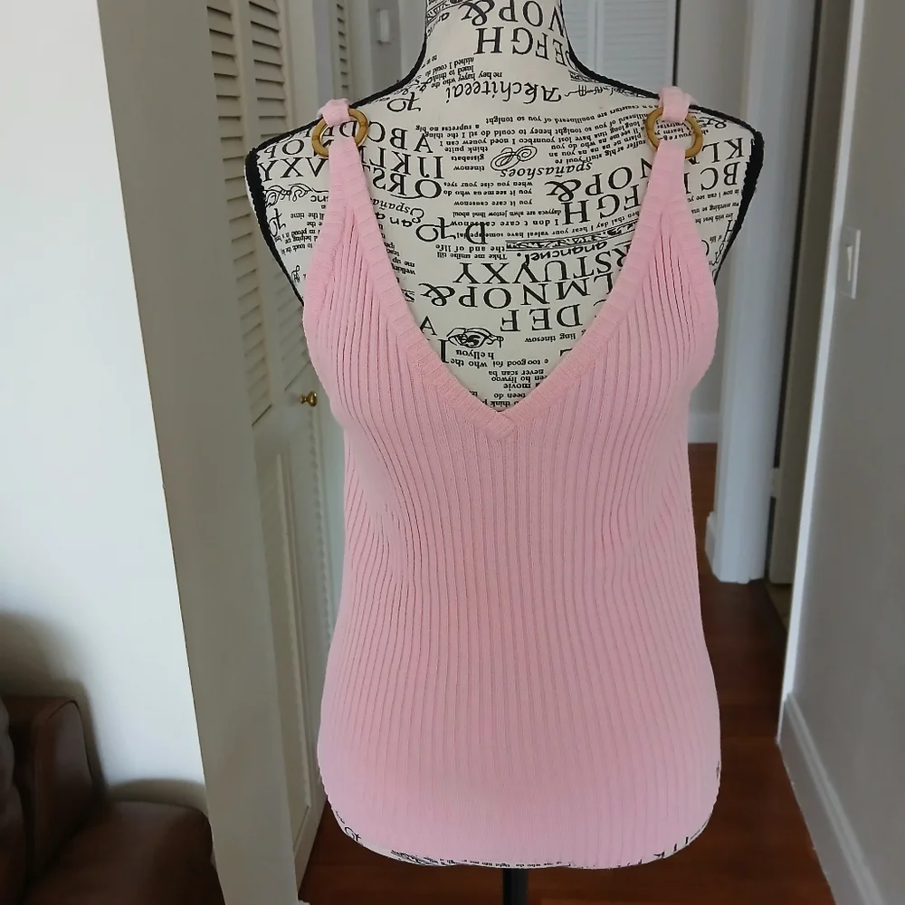 Chanel‎ Pink Rib-Knit Tank Top